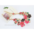 2015 Latest Design Necklace Handcrafted Gold Colorful Flower Chain Necklace For Girls/Women